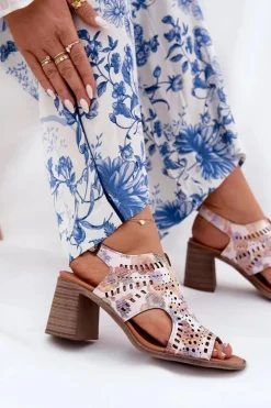 Clearance Boto Ażurowe Sandały Damskie Na Słupku Multikolor Tosine Wielokolorowy