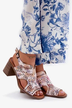 Clearance Boto Ażurowe Sandały Damskie Na Słupku Multikolor Tosine Wielokolorowy