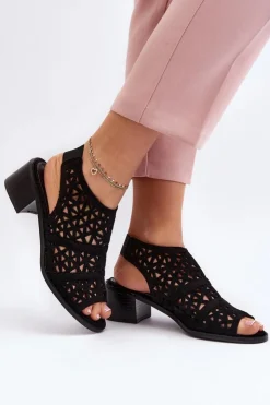 Boto Sandały Ażurowe|Sandały Na Obcasie*Ażurowe Sandały Na Obcasie Czarne Serapina