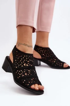 Boto Sandały Ażurowe|Sandały Na Obcasie*Ażurowe Sandały Na Obcasie Czarne Serapina