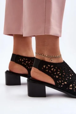 Boto Sandały Ażurowe|Sandały Na Obcasie*Ażurowe Sandały Na Obcasie Czarne Serapina