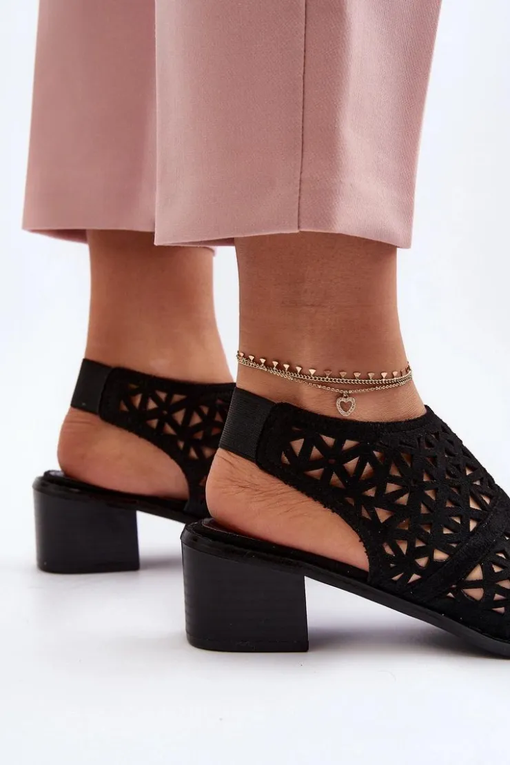 Boto Sandały Ażurowe|Sandały Na Obcasie*Ażurowe Sandały Na Obcasie Czarne Serapina