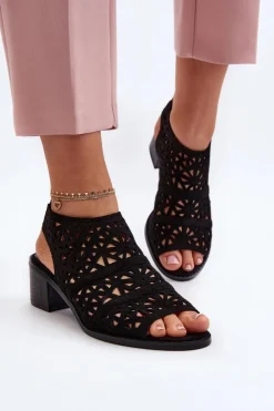 Boto Sandały Ażurowe|Sandały Na Obcasie*Ażurowe Sandały Na Obcasie Czarne Serapina