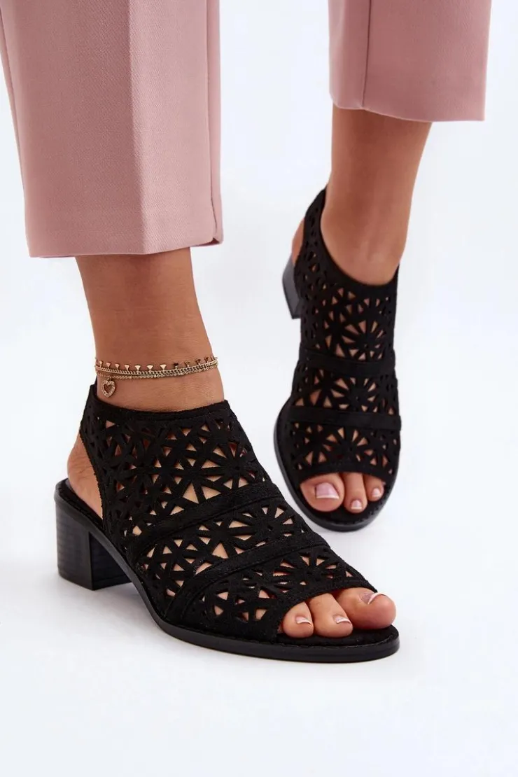 Boto Sandały Ażurowe|Sandały Na Obcasie*Ażurowe Sandały Na Obcasie Czarne Serapina
