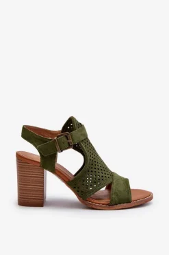 Sale Evento Ażurowe Sandały Na Słupku Ciemnozielone Hey Lover