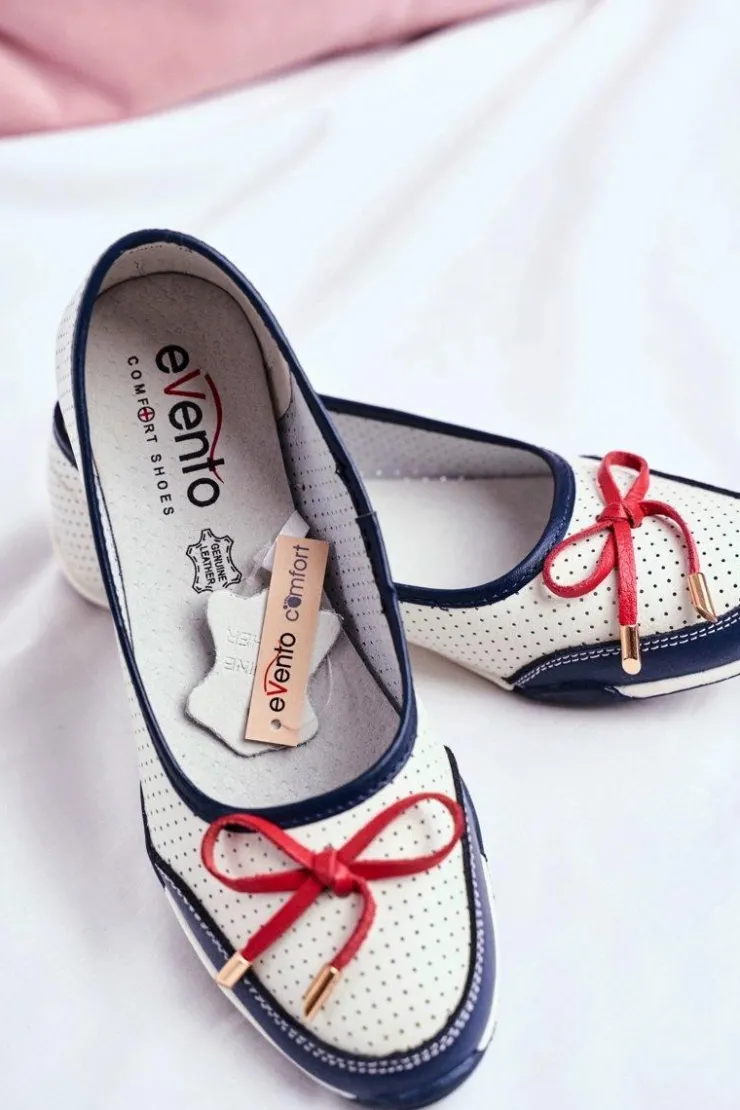 Evento Baleriny Skórzane|Baleriny Klasyczne*Ażurowe Skórzane Baleriny Biało-Czerwone Erdola