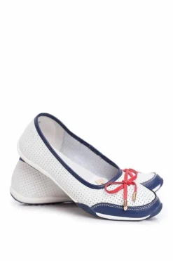 Evento Baleriny Skórzane|Baleriny Klasyczne*Ażurowe Skórzane Baleriny Biało-Czerwone Erdola