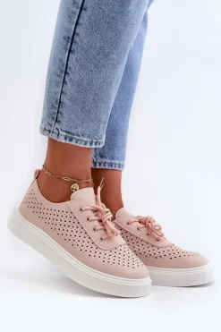Damskie Boto Ażurowe Trampki Sneakersy Na Platformie Różowe Tanvi