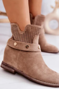 Damskie Damskie buty S.Barski Ażurowe Wiosenne Damskie Botki Beżowe Royale