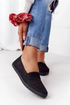 Boto Trampki Damskie Slip-On*Ażurowe Wsuwane Tenisówki Slip-On Czarne Chillout