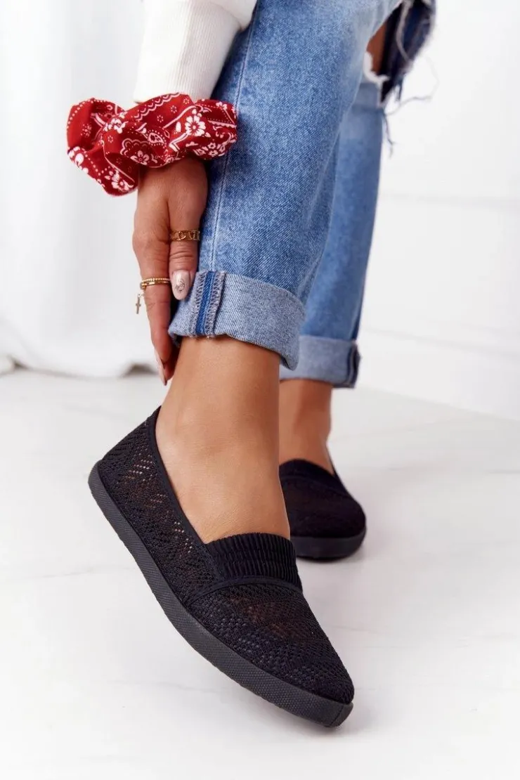 Boto Trampki Damskie Slip-On*Ażurowe Wsuwane Tenisówki Slip-On Czarne Chillout