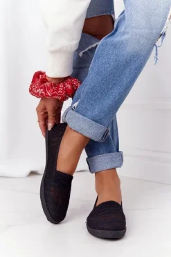 Boto Trampki Damskie Slip-On*Ażurowe Wsuwane Tenisówki Slip-On Czarne Chillout