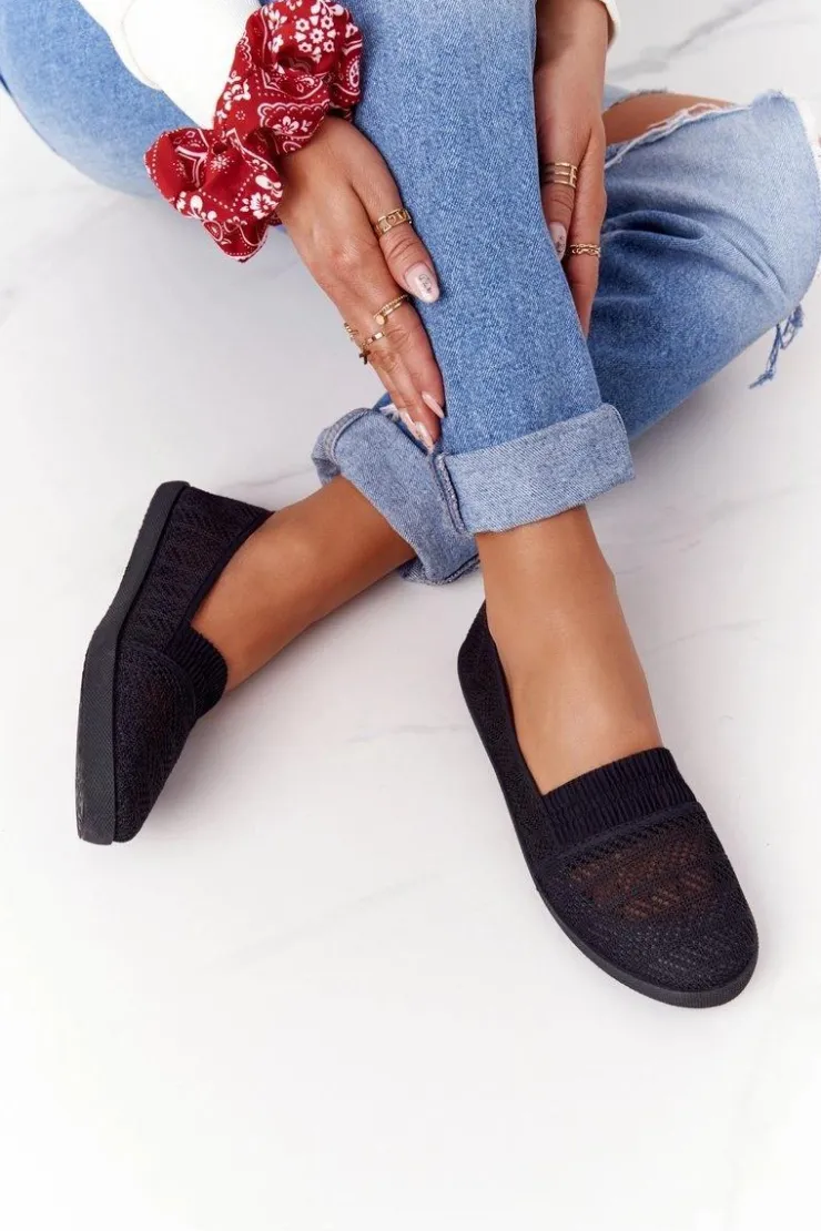 Boto Trampki Damskie Slip-On*Ażurowe Wsuwane Tenisówki Slip-On Czarne Chillout