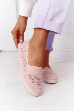 Boto Trampki Damskie Slip-On*Ażurowe Wsuwane Tenisówki Slip-On Różowe Chillout