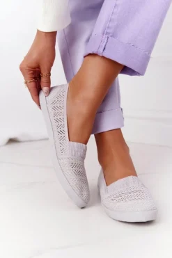 Damskie Boto Ażurowe Wsuwane Tenisówki Slip-On Szare Chillout