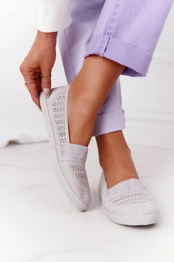 Damskie Boto Ażurowe Wsuwane Tenisówki Slip-On Szare Chillout
