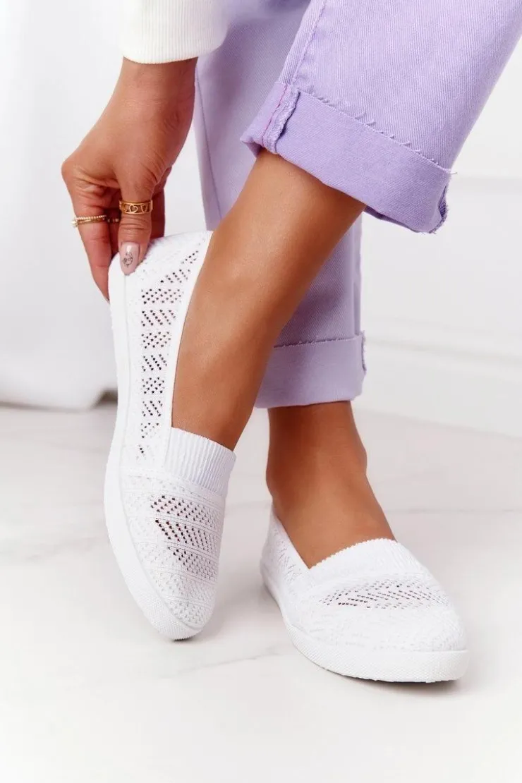 Online Boto Ażurowe Wsuwane Tenisówki Slip-On Białe Chillout