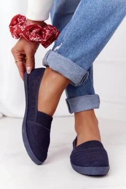 Outlet Boto Ażurowe Wsuwane Tenisówki Slip-On Granatowe Chillout