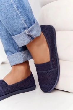 Outlet Boto Ażurowe Wsuwane Tenisówki Slip-On Granatowe Chillout