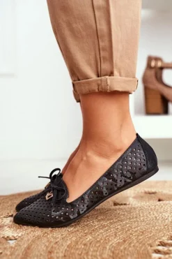 New Buty damskie Vinceza Baleriny Damskie Ażurowe Czarne Manam