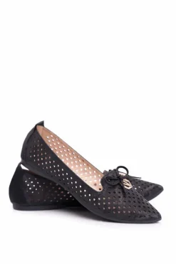 New Buty damskie Vinceza Baleriny Damskie Ażurowe Czarne Manam