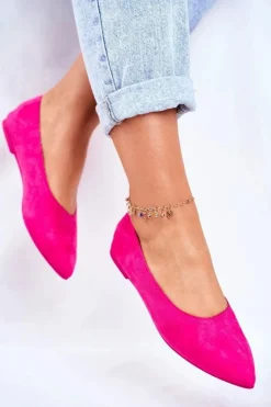 Damskie Boto Baleriny Damskie Eko-Zamsz Fuksja Bellissima