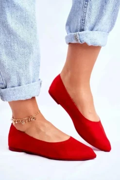 Damskie Boto Baleriny Damskie Eko-Zamsz Czerwone Bellissima