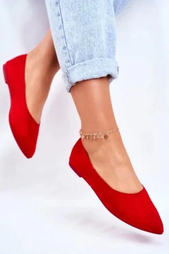 Damskie Boto Baleriny Damskie Eko-Zamsz Czerwone Bellissima