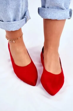 Damskie Boto Baleriny Damskie Eko-Zamsz Czerwone Bellissima