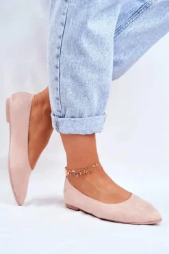 Boto Baleriny Klasyczne*Baleriny Damskie Eko-Zamsz Różowe Bellissima