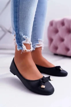 Damskie Boto Baleriny Damskie Eleganckie Czarne LaDonna