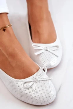 Damskie Evento Baleriny Damskie Klasyczne Profilowana Wkładka Białe Fimme