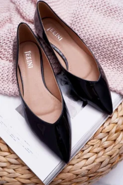 Boto Baleriny Klasyczne*Baleriny Damskie Lakierowane W Szpic Czarne Tell Me