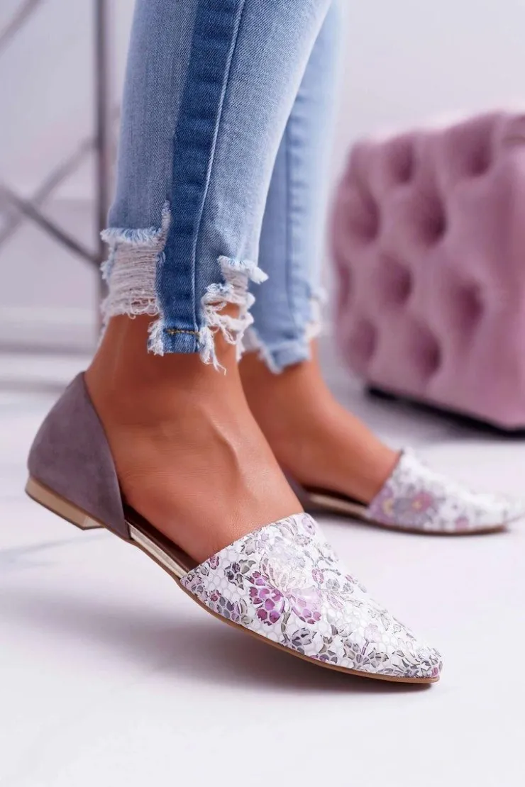 New Laura Messi Baleriny Damskie 1110 Skóra Ciemnoszare Augure