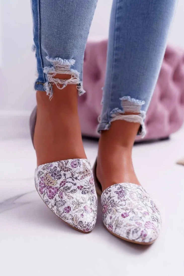 New Laura Messi Baleriny Damskie 1110 Skóra Ciemnoszare Augure