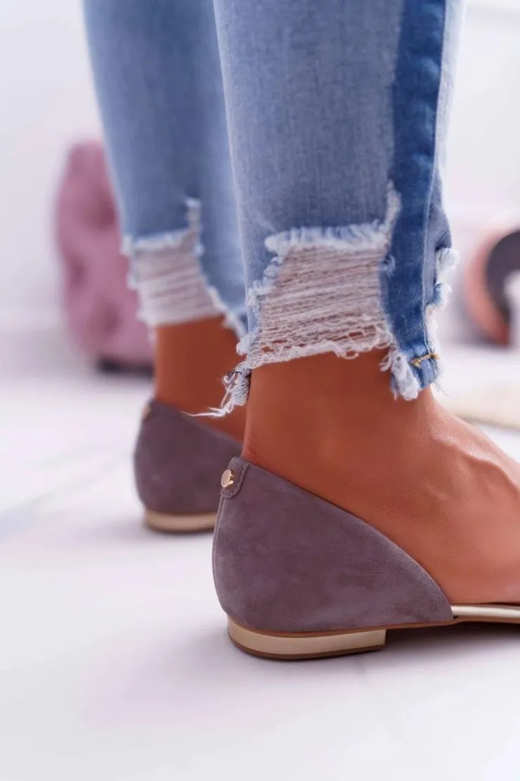 New Laura Messi Baleriny Damskie 1110 Skóra Ciemnoszare Augure