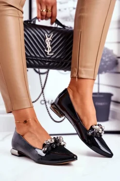 Laura Messi Baleriny Skórzane|Baleriny Klasyczne*Baleriny Damskie Skórzane Czarne 2157