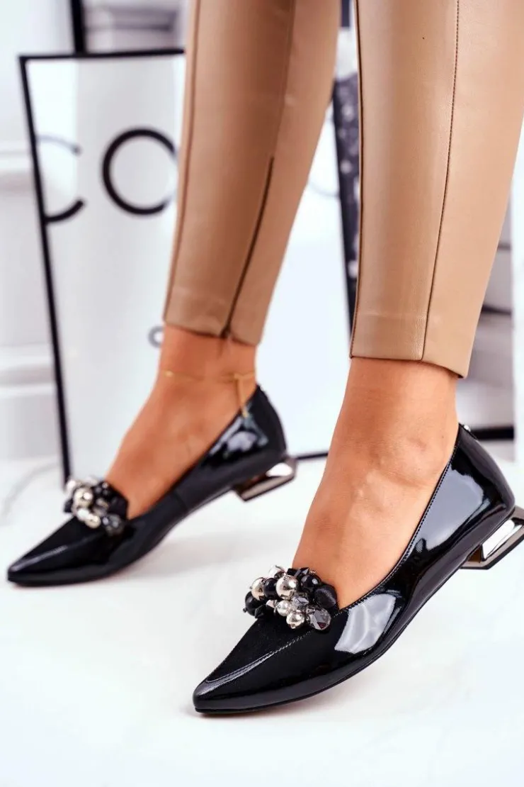 Laura Messi Baleriny Skórzane|Baleriny Klasyczne*Baleriny Damskie Skórzane Czarne 2157