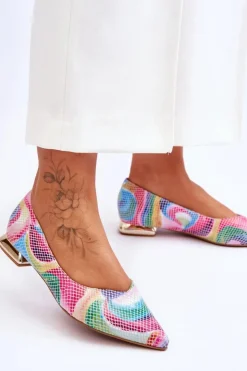 Laura Messi Baleriny Skórzane|Baleriny Klasyczne*Baleriny Damskie Skórzane Tęczowe 2193