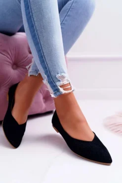 Damskie Boto Baleriny Damskie Lu Boo Ażurowe Czarne Dessert