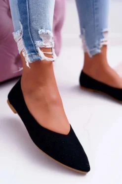 Damskie Boto Baleriny Damskie Lu Boo Ażurowe Czarne Dessert