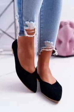 Damskie Boto Baleriny Damskie Lu Boo Ażurowe Czarne Dessert