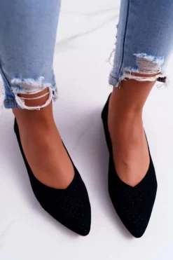 Damskie Boto Baleriny Damskie Lu Boo Ażurowe Czarne Dessert