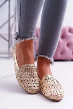 Hot Boto Baleriny Damskie Lu Boo Plecione Złote 4Ever