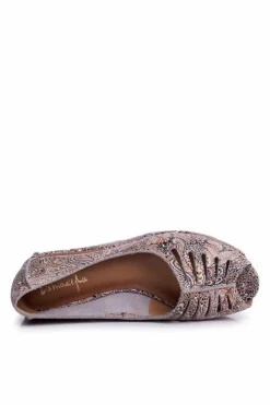 Damskie Maciejka Baleriny Damskie Skórzane Brązowe we wzory 03497-21