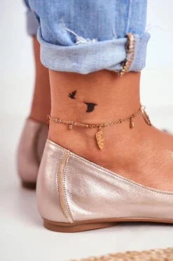 Online Maciejka Baleriny Damskie Skórzane Złote 03497-25