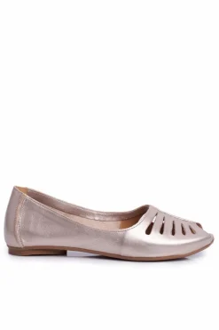 Online Maciejka Baleriny Damskie Skórzane Złote 03497-25