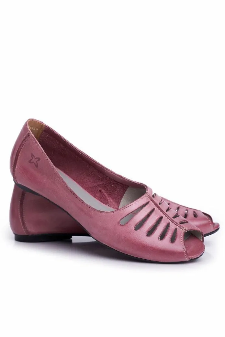Maciejka Baleriny Skórzane|Baleriny Klasyczne*Baleriny Damskie Skórzane Różowe 03497-15