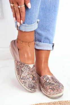 Damskie Maciejka Baleriny Damskie Skórzane Beżowe 01930-59/00-0