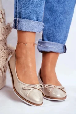 Buty Sergio Leone Baleriny Klasyczne*Baleriny Damskie Sergio Leone Złote BL612